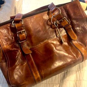 Vintage Distressed Genuine Leather Tote/IPad laptop Bag.